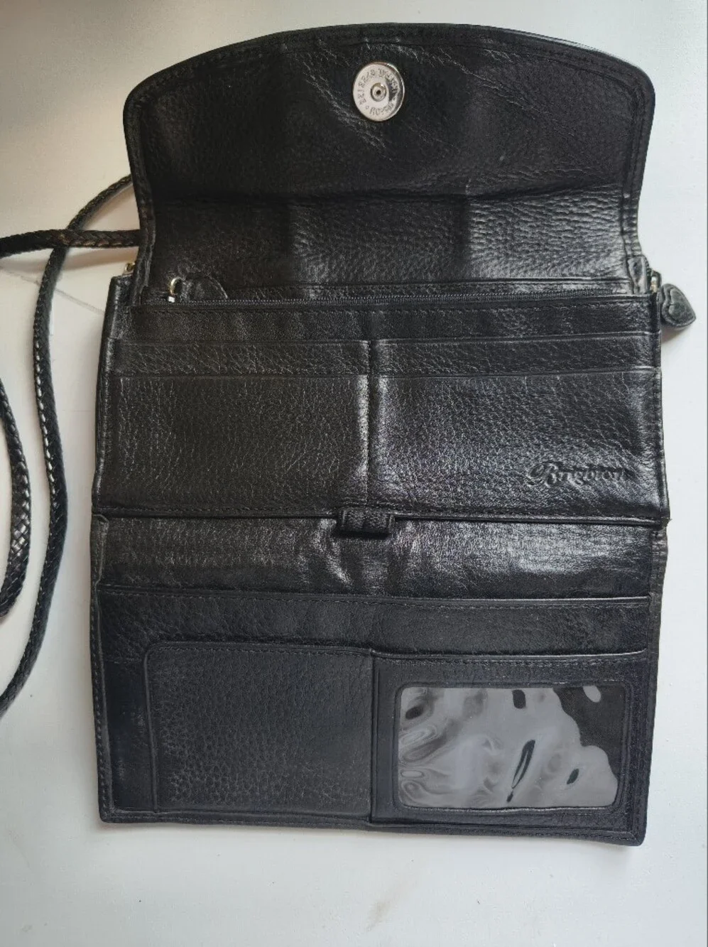 Brighton women's Black and Brown Crossbody Bag with Gold Accent Vintage